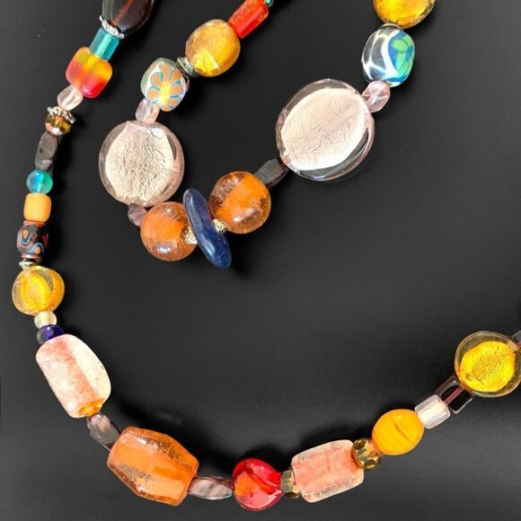 Vintage Glass Clay Bead Necklace - Picture 5 of 6